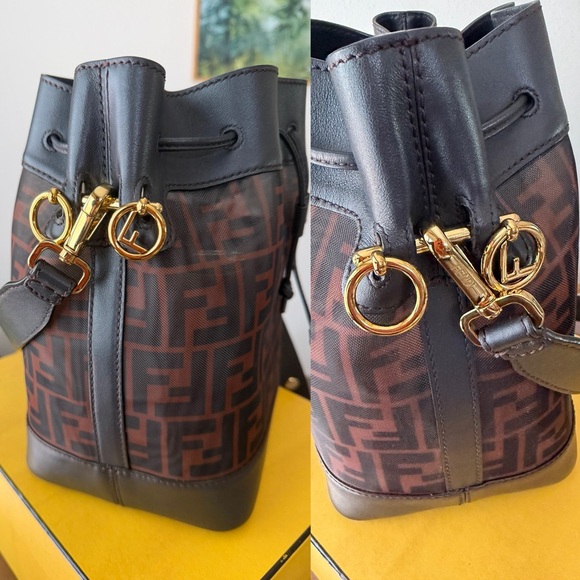 AUTHENTIC FENDI MON TRESOR BROWN BUCKET BAG IN ZUCCA MESH RETAIL 2,490$ - Picture 10 of 17